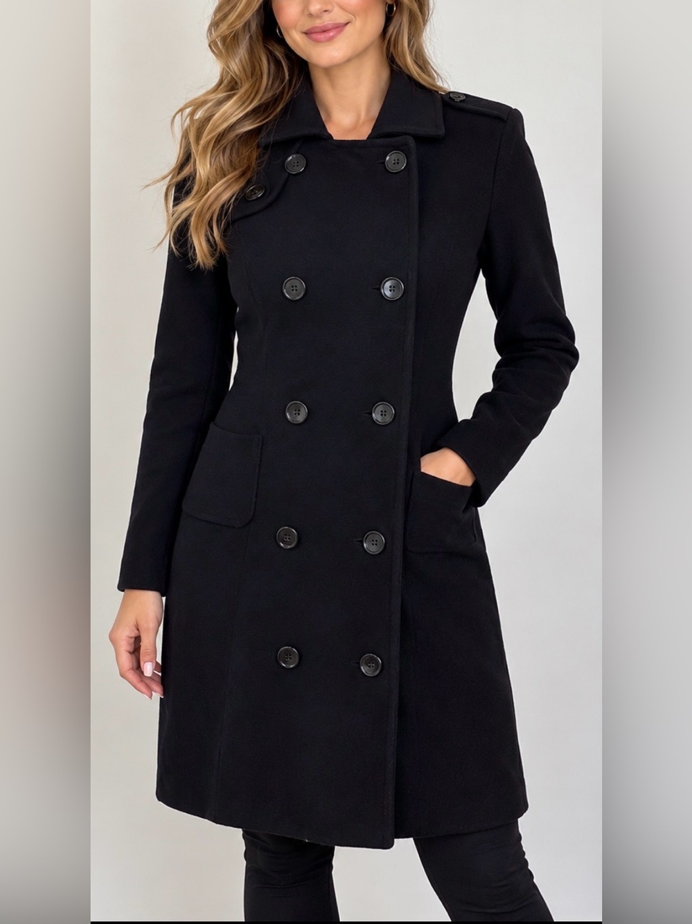 CAbi Black Trench Sweater Coat Size Small Style #164